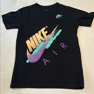 Nike Kids Black Tee with Purple and Teal Graphic
